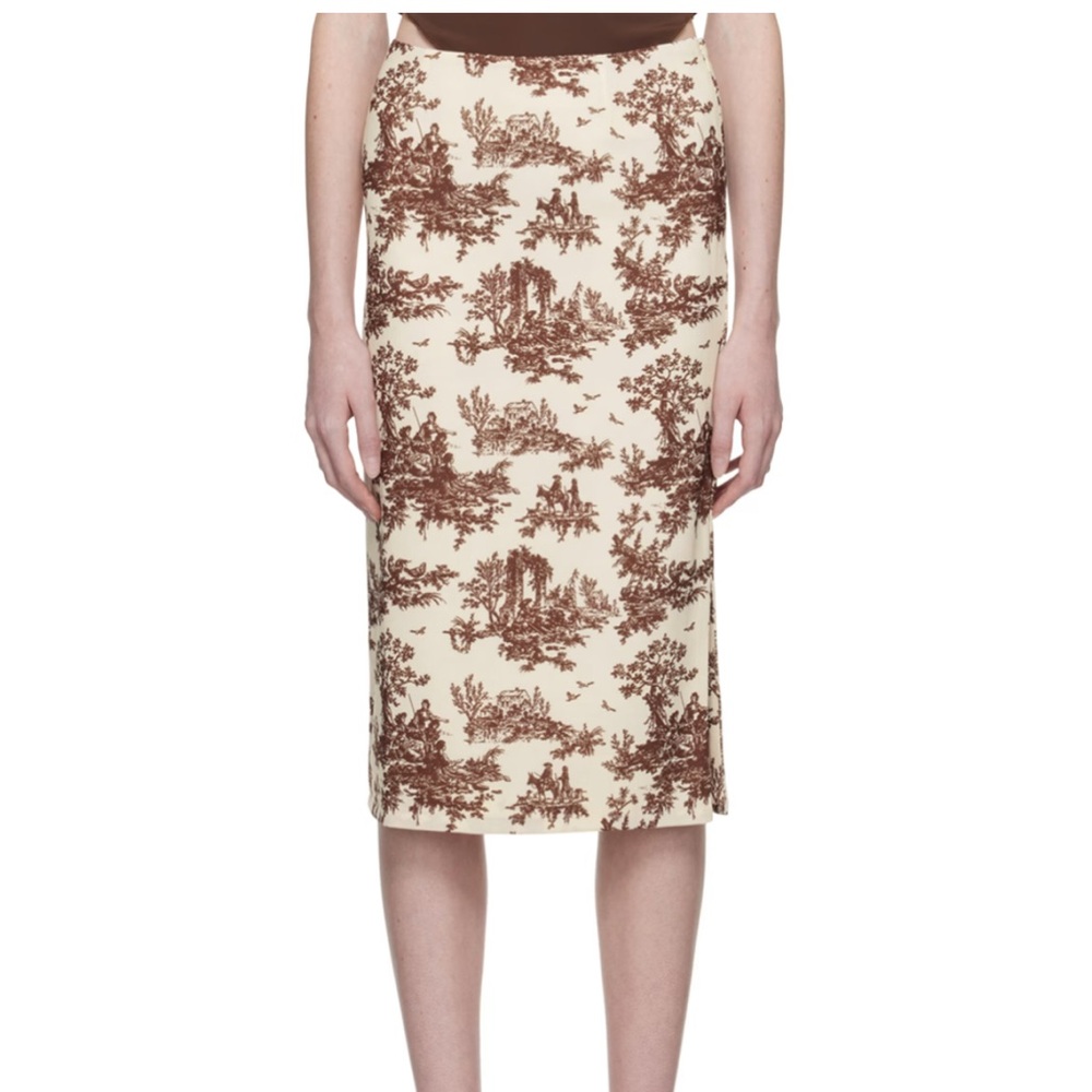 Miaou Cream and Brown Pencil Skirt